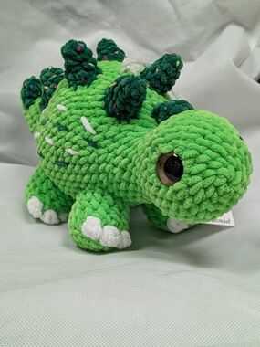 Handmade Plush Green Dino Toy for Kids Ages 8+